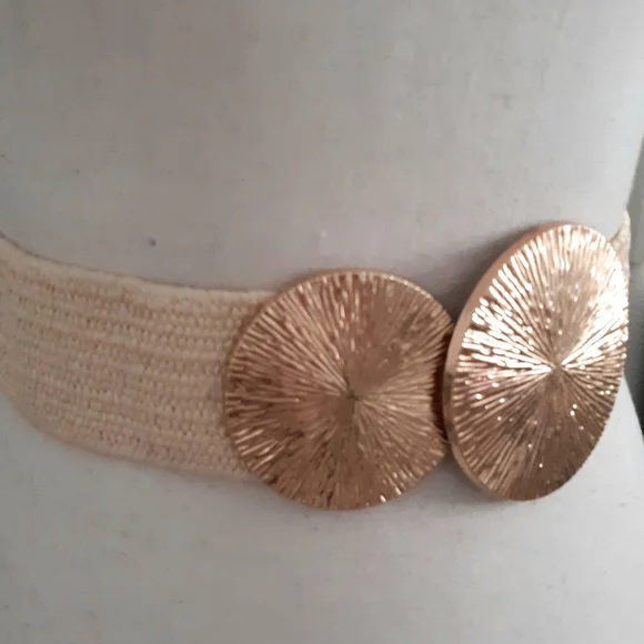 Gold Buckle Woven Stretch Belt NWT - Picture 2 of 5